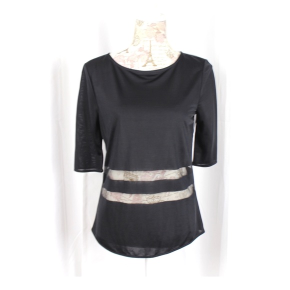 SOLD. All Saints Robyn Devore Top Black Sheer Stripe 6 - Picture 6 of 8